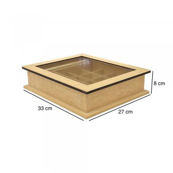 Caixa Porta Jóias Com 12 Divisões E 2 Aneleiras 33x27x8