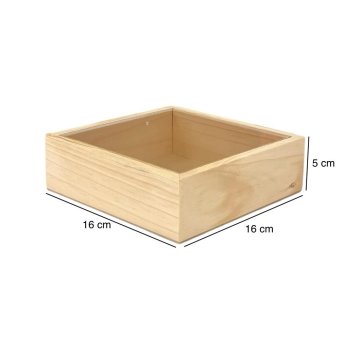Caixa Pinus Básica Tampa De Acrilico Pequena 16x16x5