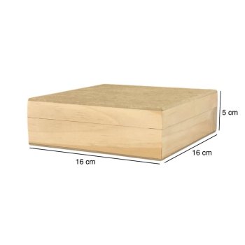 Caixa Pinus Com Dobradiça Pequena 16x16x5