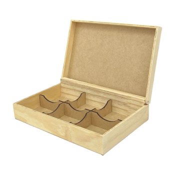Caixa Pino 6 Divisórias Baixa Pinus 24x16x6