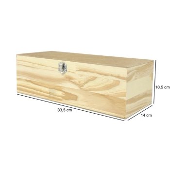 Caixa De Vinho Em Pinus Com Fecho 33,5x14x10,5
