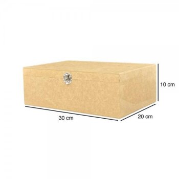 Caixa Retangular Com Fecho E Dobradiça Grande 6MM 30x20x10
