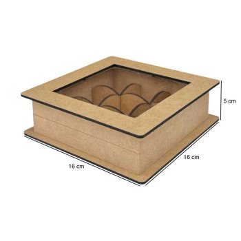 Caixa Para 9 Doces Quadrada Com Tampa De Acrilico 16x16x5