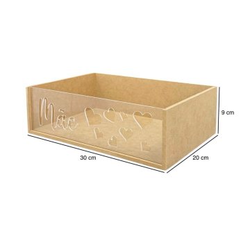 Bandeja Retangular Com Acrílico Vazado "Mãe" 30x20x9