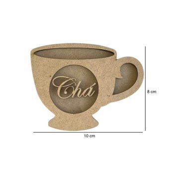 Aplique Shaker Box Xícara Com Escrito Chá Com Acetato 10x8