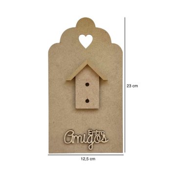 Pingente De Porta Com Aplique Casinha E Entre Amigos 12,5x23
