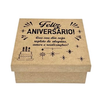 Caixa Tampa De Sapato Vazada Feliz Aniversário 15x15x6