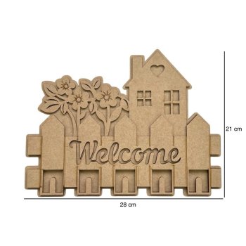 Porta Chaves 3D Welcome Laser Decoração Natal 28x21