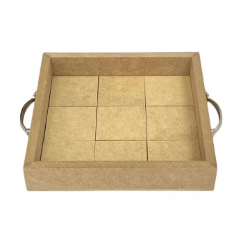 Bandeja Baixa Mosaico Com Alça De Metal 18X18X3 ALT