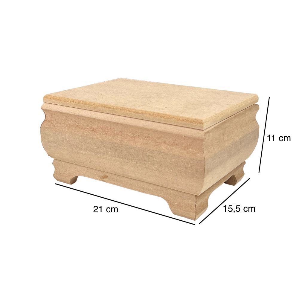 MDF na Web - cod: 2816 - Caixa Russa Com Pé e Dobradiça 21X15,5X11